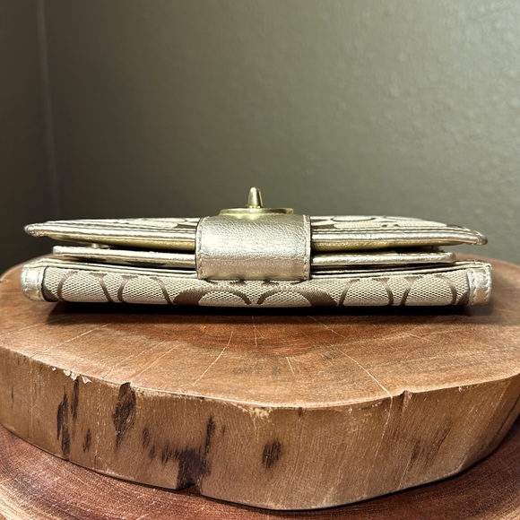 COACH Signature Metallic Turnlock Checkbook wallet - Picture 5 of 16